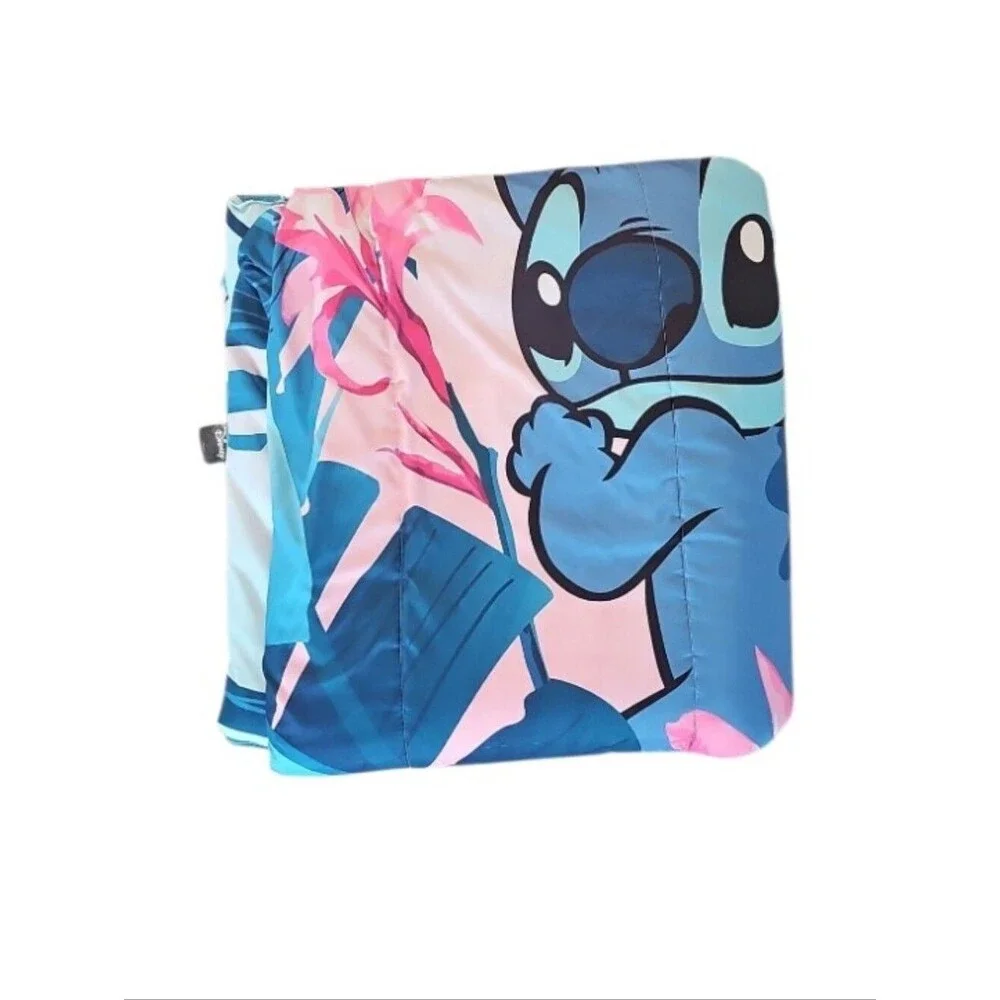 Disney Stitch Twin XL Reversible Comforter Tropical Hawaiian Blue Pink Bedding